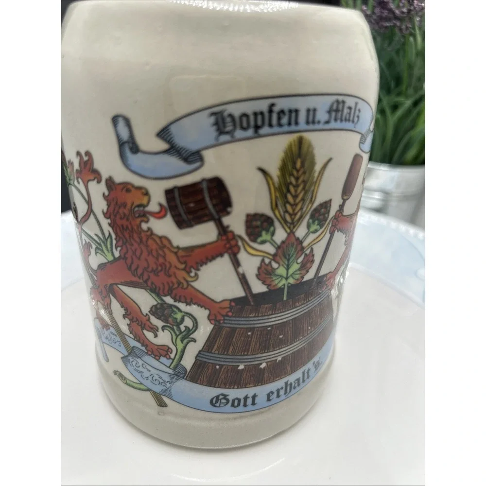 Vtg W German Beer Stein Tankard Mug‎ 0.5L  Gerz Hopfen U Malz Gott Erhalt's